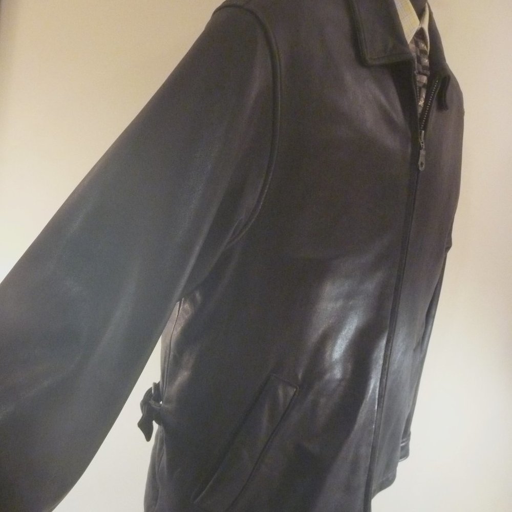 $$$ SOLD $$$ Tibor Men M Jacket OverCoat Zip Black Soft Leather Thermolite - Picture 5 of 16